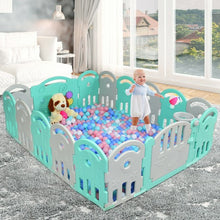 Load image into Gallery viewer, 16-Panel Baby Playpen with Music Box & Basketball Hoop-Gray