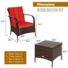 Load image into Gallery viewer, 3 PCS Patio Rattan Furniture Set-Red