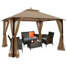 Load image into Gallery viewer, 12" x 10" Outdoor Double Top Patio Gazebo-Brown