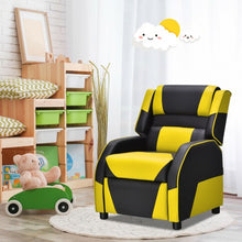Load image into Gallery viewer, Kids Youth PU Leather Gaming Sofa Recliner with Headrest and Footrest-Yellow
