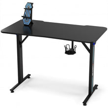 Load image into Gallery viewer, Home Office PC Computer Gaming Desk with LED Lignt and Gaming Handle Rack-Black