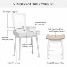 Load image into Gallery viewer, Vanity Dressing Table Set Flip Mirror Desk Furniture Stool