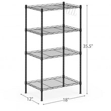 Load image into Gallery viewer, 4-Wire Shelving Metal Adjustable Storage Rack with Removable Hooks-Black