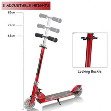Load image into Gallery viewer, Folding Aluminum Kids Kick Scooter with LED Lights-Red