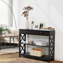 Load image into Gallery viewer, Console Table 3-Tier with Drawer and Storage Shelves-Espresso