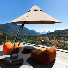 Load image into Gallery viewer, 11 Feet Outdoor Cantilever Hanging Umbrella with Base and Wheels-Tan