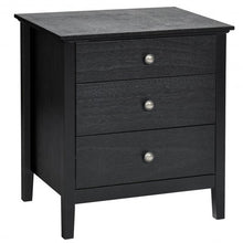Load image into Gallery viewer, Nightstand Beside End Side Table Organizer with 3 Drawers-Black