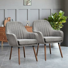 Load image into Gallery viewer, Set of 2 Fabric Upholstered Accent Chairs with Wooden Legs-Gray