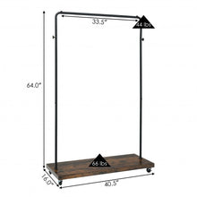 Load image into Gallery viewer, Industrial Pipe Style Rolling Garment Rack on Wheels