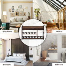 Load image into Gallery viewer, 3-Tier Bamboo Shoe Bench Entryway Storage Rack-Black