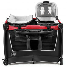 Load image into Gallery viewer, 4-in-1 Convertible Portable Baby Play yard with Toys and Music Player-Red