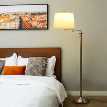 Load image into Gallery viewer, Swing Arm LED Floor Lamp with Hanging Fabric Shade