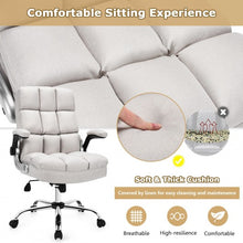 Load image into Gallery viewer, Adjustable Swivel Office Chair with High Back and Flip-up Arm for Home and Office-Beige