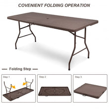 Load image into Gallery viewer, 6' Portable Folding Rattan Table