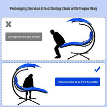 Load image into Gallery viewer, Hanging Stand Chaise Lounger Swing Chair w/ Pillow-Navy