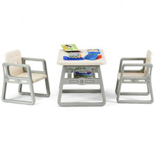 Load image into Gallery viewer, Kids Table and 2 Chairs Set with Storage Shelf-White