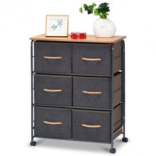 Load image into Gallery viewer, 6-Drawer Fabric Display Dresser Storage Cabinet with Wheels