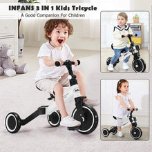 Load image into Gallery viewer, 3 in 1 3 Wheel Kids Tricycles with Adjustable Seat & Handlebarfor Ages 1-3-White