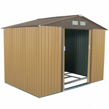 Load image into Gallery viewer, 9' x 6' Outdoor Storage Shed Tool House Sliding Door Steel-Khaki