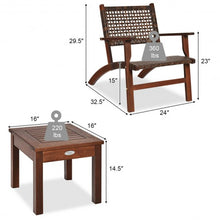 Load image into Gallery viewer, 3PCS Outdoor Wooden Patio Rattan Furniture Set