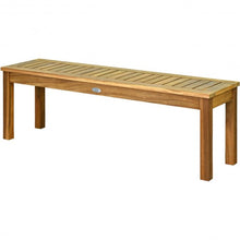 Load image into Gallery viewer, 52" Outdoor Acacia Wood Dining Bench Chair