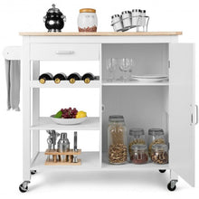 Load image into Gallery viewer, Kitchen Island Trolley Cart Storage Cabinet with Wine Rack & Shelf-White