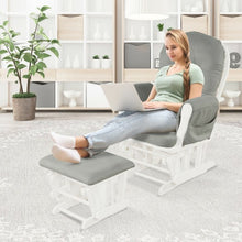 Load image into Gallery viewer, Baby Nursery Relax Rocker Rocking Chair Glider & Ottoman Set-Light Gray