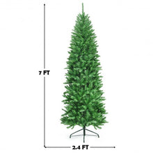 Load image into Gallery viewer, 7 ft PVC Hinged Pre-lit Artificial Fir Pencil Christmas Tree with 150 Warm White