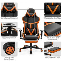 Load image into Gallery viewer, Reclining Racing Chair with Lumbar Support Footrest-Orange