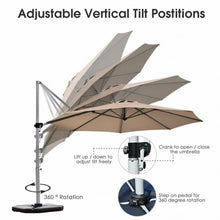 Load image into Gallery viewer, 11' Patio Offset Cantilever Umbrella 360° Rotation Aluminum Tilt-Tan