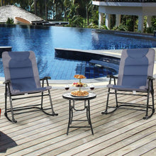 Load image into Gallery viewer, 3 pcs Outdoor Folding Rocking Chair Table Set-Blue
