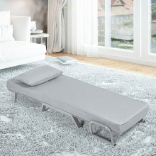 Load image into Gallery viewer, Folding 5 Position Convertible Sleeper Bed Armchair Lounge Couch w/Pillow-L Gray