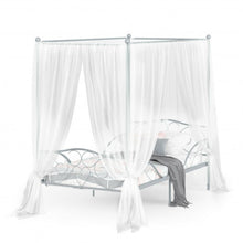 Load image into Gallery viewer, Twin Size Metal Canopy Bed Frame 4 Poster Steel Slats Headboard Footboard-Silver