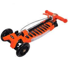 Load image into Gallery viewer, Folding Aluminum 3 LED Light Up Wheels Kids Music Kick Scooter-Orange