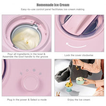 Load image into Gallery viewer, 1.1 QT Ice Cream Maker Automatic Frozen Dessert Machine with Spoon-Pink