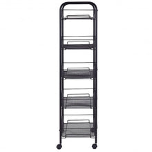 Load image into Gallery viewer, Black/Gray 5 Tier Storage Rack Trolley Cart-Gray