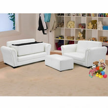 Load image into Gallery viewer, Soft Kids Double Sofa with Ottoman-White