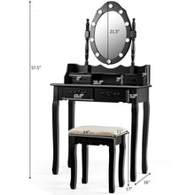Load image into Gallery viewer, Makeup Vanity Dressing Table Set with Dimmable Bulbs Cushioned Stool-Black