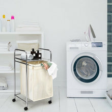Load image into Gallery viewer, Laundry Hamper Basket Cart with Shelf and Removable Bag