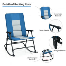 Load image into Gallery viewer, Foldable Rocking Padded Portable Camping Chair with Backrest and Armrest -Blue