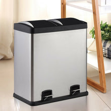 Load image into Gallery viewer, 16 Gallon Dual Step Stainless Steel Double Bucket Trash Can