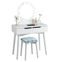 Load image into Gallery viewer, Dressing Table with Large Round Mirror and 8 Light Bulbs for Bedroom-White