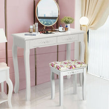 Load image into Gallery viewer, Vanity Wood Dressing Stool Padded Piano Seat with Rose Cushion