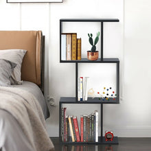 Load image into Gallery viewer, 3-tier S-Shaped Bookcase Free Standing Storage Rack Wooden