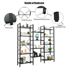 Load image into Gallery viewer, Vintage Triple Wide 5-Tier Bookcase Large Bookshelf Display Storage Shelf-Black