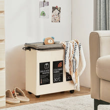 Load image into Gallery viewer, 120L 3-Section Laundry Hamper Sorter with Wheels and Mesh Cover-Beige