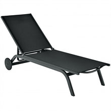 Load image into Gallery viewer, Aluminum Fabric Outdoor Patio Lounge Chair with Adjustable Reclining -Black