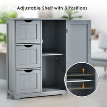Load image into Gallery viewer, Bathroom Floor Cabinet Side Storage Cabinet with 3 Drawers and 1 Cupboard-Gray