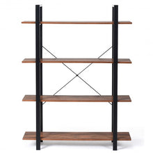 Load image into Gallery viewer, 4-Tiers Bookshelf Industrial Bookcases Metal Frame Shelf Stand