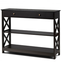 Load image into Gallery viewer, Console Table 3-Tier with Drawer and Storage Shelves-Espresso